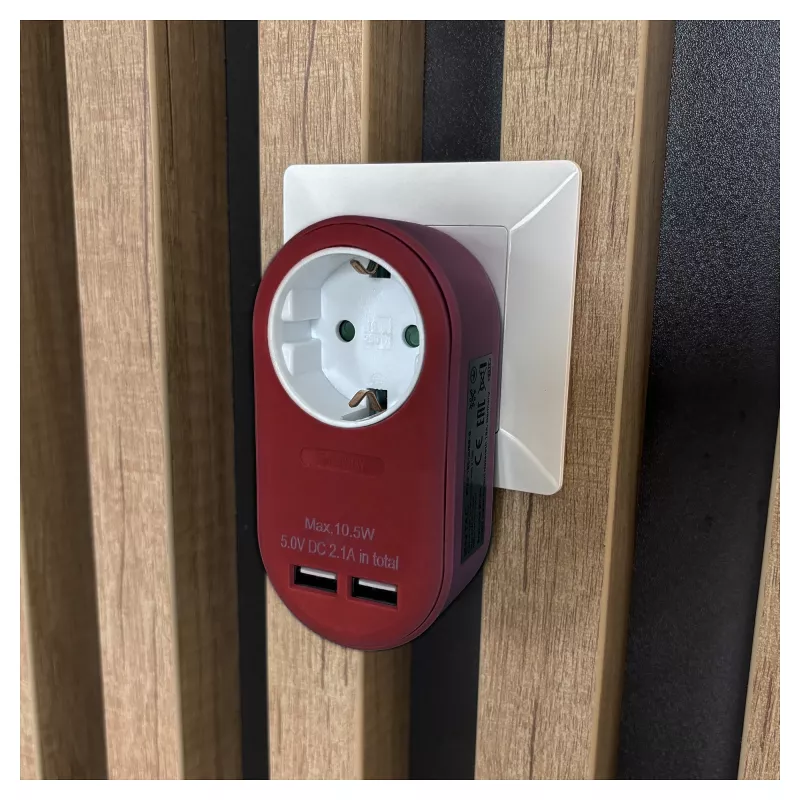 ENTAC seinakontaktiadapter 2x USB-A Burgundia
