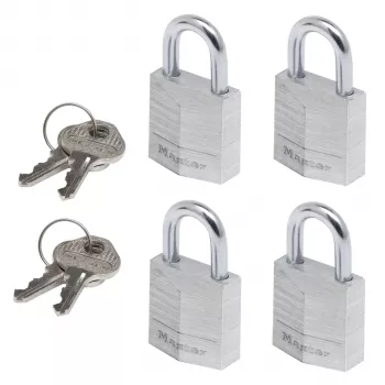 Master Lock 9120EURQNOPCC Lamineeritud terasest tabalukk 4-pakk ühe võtmega 20 mm korpuse laius