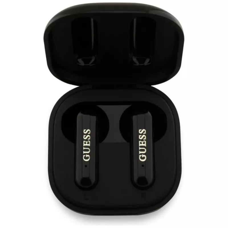 Guess 4G Metal Logo True Wireless Stereo Bluetooth Earbuds with Charging Case (Black)