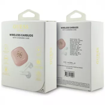Guess 4G Metal Logo True Wireless Stereo Bluetooth 5.0 Kõrvaklapid Laadimiskarbiga - Roosa