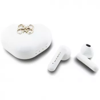 Guess 4G Metal Logo True Wireless Stereo Bluetooth Kõrvaklapid Laadimiskarbiga (Valge)