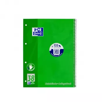 Oxford School A4+ College Block for Left-Handers, Lined, 90 Sheets, 180 Pages, Twin-Wire Spiral, Micro-Perforated, 4-Hole Punched, 90 gsm, Oxford Optik Paper, Assorted Cover Colour