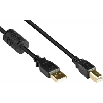 GoodConnections USB 2.0 kaabel USB Type A – USB Type B ferriitsüdamiku ja kullatud pistikutega, must, 5 m (GC-M0083)