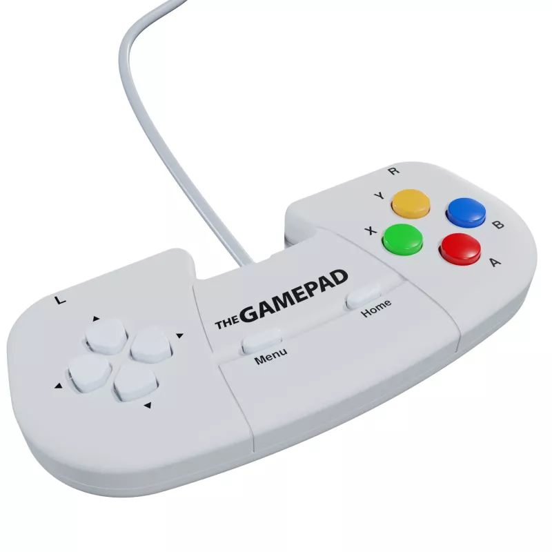 Retro Games The Gamepad White - Juhtmega USB mängupult arvutile, Macile, ZX Spectrumile, THEC64-le, THEA500 Mini-le - Digitaalne D-Pad, 10 nuppu, 1,8 m kaabel