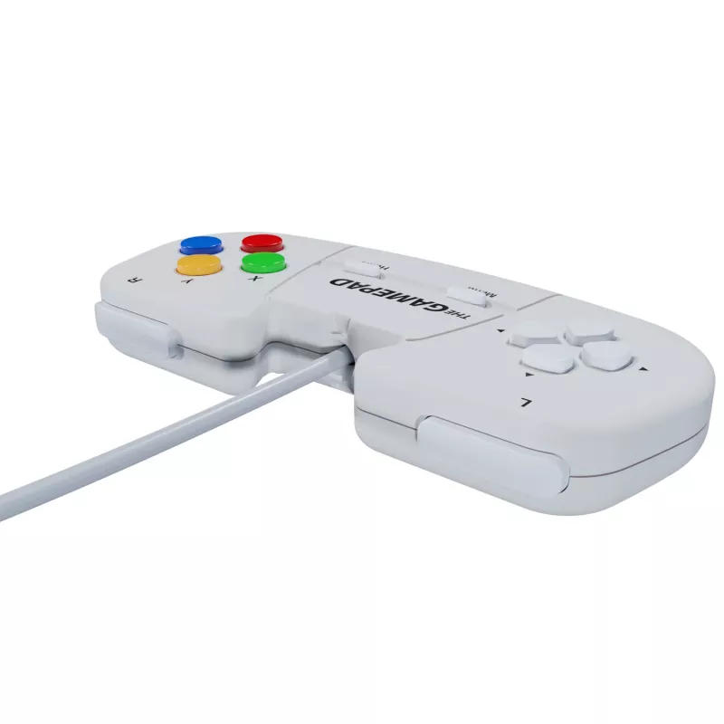 Retro Games The Gamepad White - Juhtmega USB mängupult arvutile, Macile, ZX Spectrumile, THEC64-le, THEA500 Mini-le - Digitaalne D-Pad, 10 nuppu, 1,8 m kaabel
