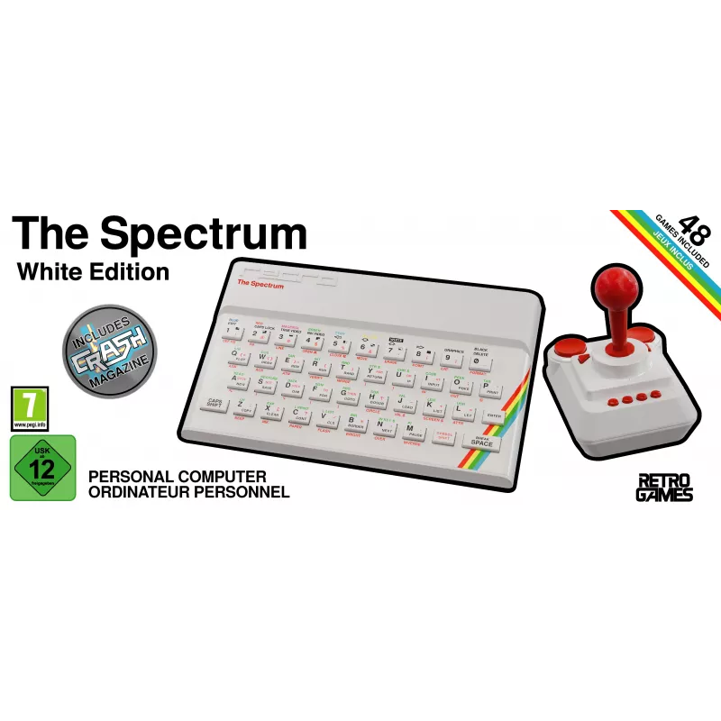 Retro Games The Spectrum White Edition - ZX Spectrum HD konsool juhtkangiga ja 40+ eellaaditud mänguga