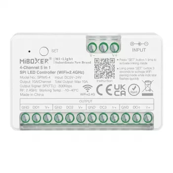 MIBOXER SPIW5-4 Pixel LED kontroller SPI seeria 5 in 1 SPI (2.4GHz+WiFi) 4 kanalit