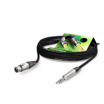 Sommer Cable Stage 22 Highflex mikrofonikaabel, 2 x 0,22 mm², XLR 3-kontaktiline pesa – 6,3 mm stereopistik, NEUTRIK, must, 1 m (SGN5-0100-SW)