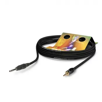 Sommer Cable Club Series MKII patch- / insert-kaabel, 2 x 0,34 mm², 6,3 mm stereopistik – 3,5 mm stereopistik, HICON, must, 0,25 m (CS63-0025-SW)