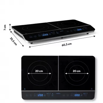 MEDION LIFE Double Induction Cooktop MD 15324 (Must, 3500 W, 2x Ø 20 cm)