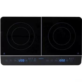 MEDION LIFE Double Induction Cooktop MD 15324 (Must, 3500 W, 2x Ø 20 cm)