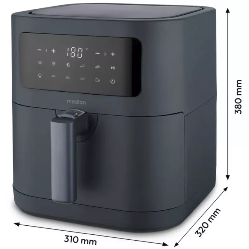 MEDION Life MD 11740 E40 XL Air Fryer, Grey, 2150 W, 5.2 L Basket