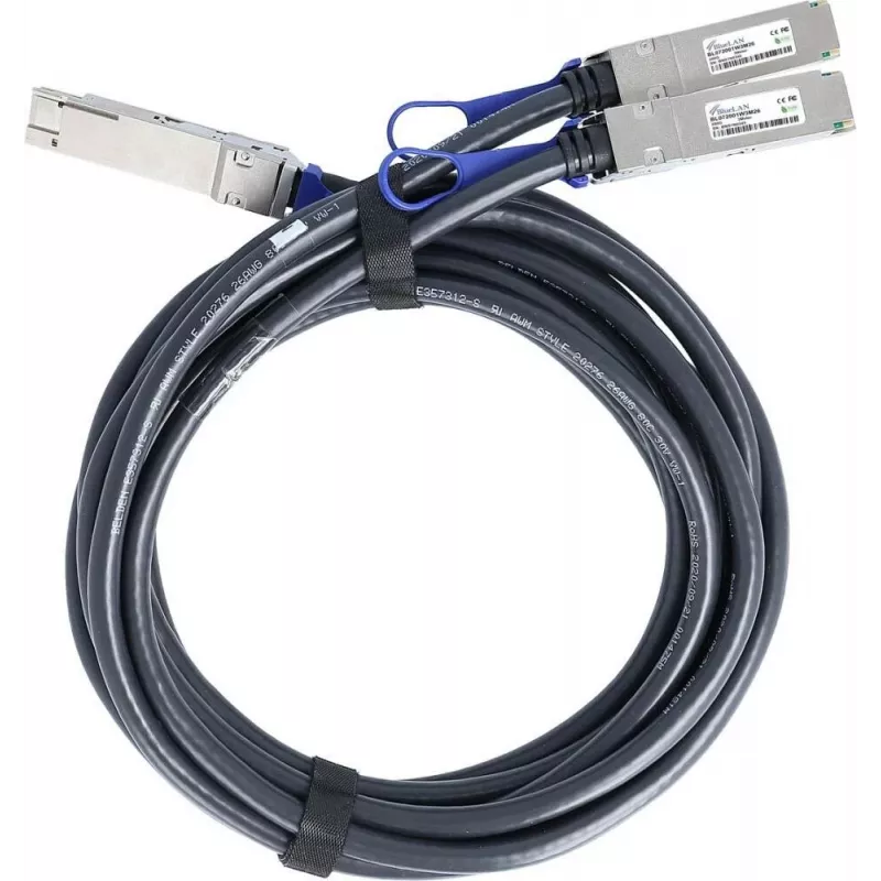 BlueLAN Compatible NVIDIA 980-9I98G-00H01A Passive 200Gb/s QSFP56 to 2x100Gb/s QSFP56 InfiniBand HDR Direct Attach Breakout Cable, 2 Meter, AWG26