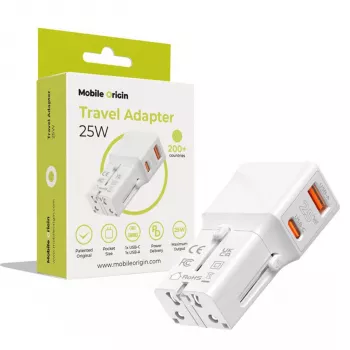 Mobile Origin Travel Adapter 25W EU/US/UK/AU, White