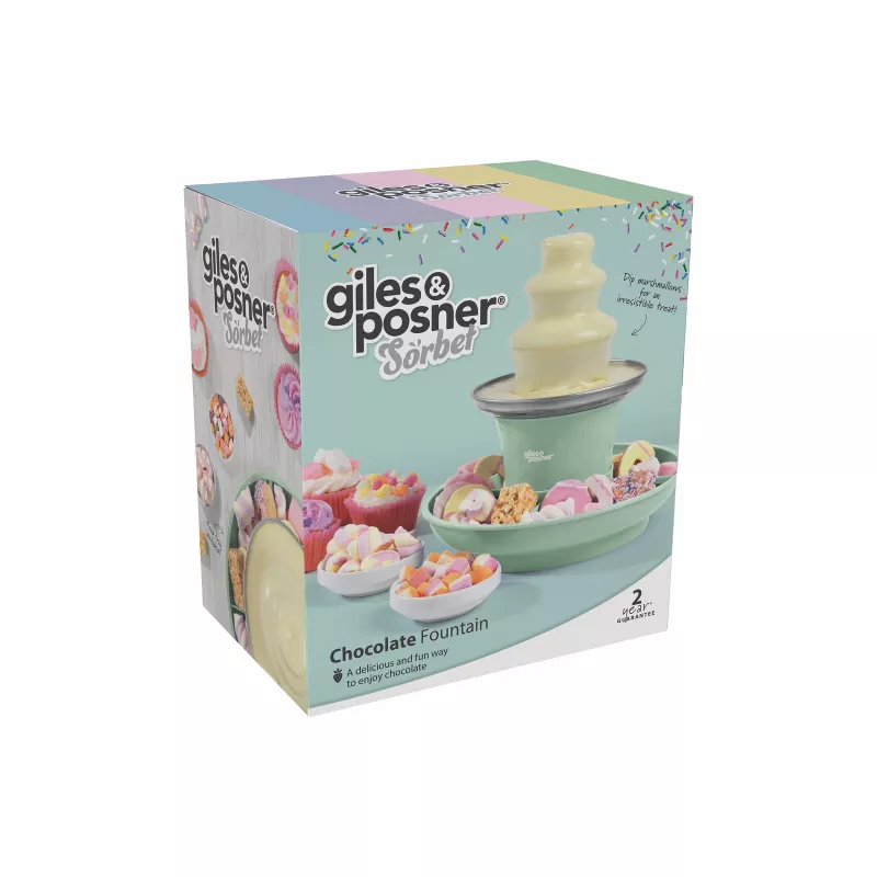 Giles & Posner EK6662GSGRVDE 3-Tier Electric Chocolate Fountain 900g Capacity 90W Black/Silver