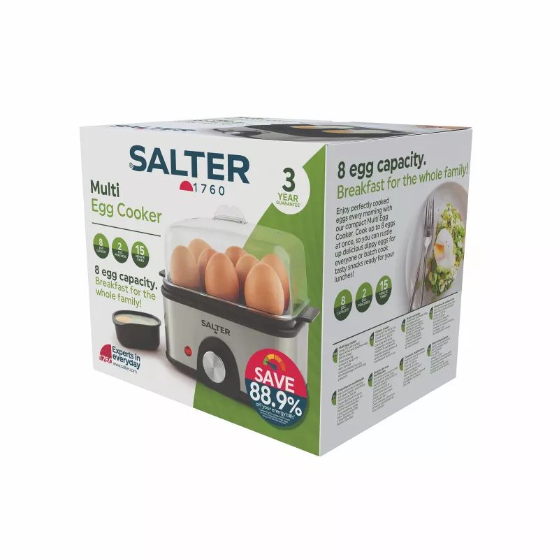 Salter EK6213VDE Multil Egg Cooker - 7 muna mahutavus, 350W, must/hõbe