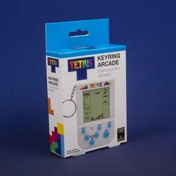FIZZ CREATIONS Mini Retro Console Keychain with 23 Games - Tetris Arcade Gift