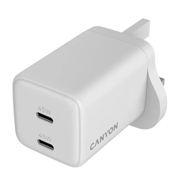 CANYON CU45AC GaN 45W 2xPD UK Valge seinadapter