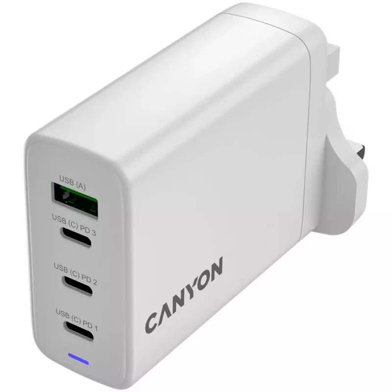 CANYON OnCharge 140 GaN laadija 150W Max 3 USB-C + 1 USB-A Valge UK pistik