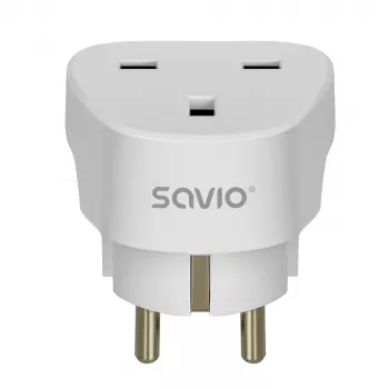 SAVIO Reisadapter UK Pistmik - EU Pistik Valge