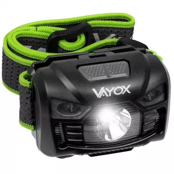 VAYOX VA0020 laetav pealamp, 170 lm, liikumisandur, 1200 mAh, USB-C, IP66, must