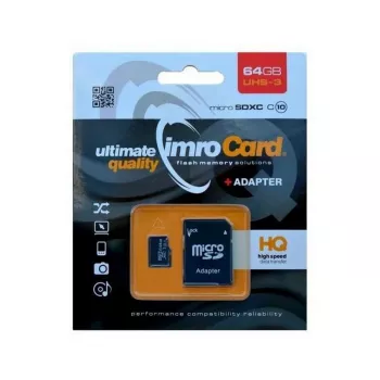 Imro microSDXC 64GB mälukaart + SD-adapter UHS-I U3 V30