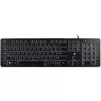 Accura Artesia ACC-K1408 Backlit Wired USB Membrane Keyboard, Full-Size QWERTY, Multi-Color LED, Black