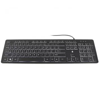 Accura Artesia ACC-K1408 Backlit Wired USB Membrane Keyboard, Full-Size QWERTY, Multi-Color LED, Black