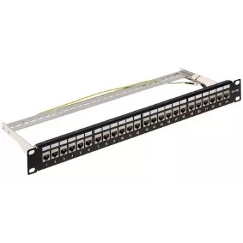 DELTA ENERGY SYSTEMS (SWITZERLAND) AG Patch Panel Keystone PP-24/RJ-FX/6AC2 - 24 Port Cat.6A FTP 1U Black