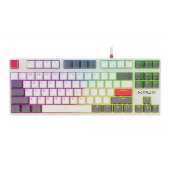 KRUX ATAX PRO RGB Creator Retro Gateron Yellow Pro mehaaniline klaviatuur (TKL, 87 klahvi, hot-swappable, USB-C, PBT double-shot klahvikatted, klahvipõhine RGB)