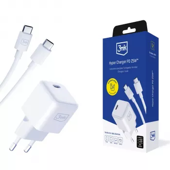 3MK Hyper Charger PD 25W + 1x USB-C to USB-C kaabel