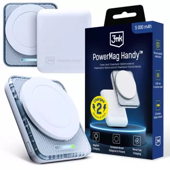 3mk PowerMag Handy 5000 mAh 22.5W MagSafe Valge