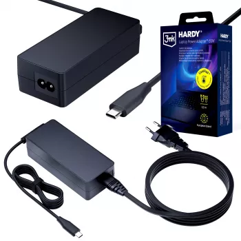 3MK HARDY sülearvuti toiteadapter 65W USB-C 3,2m must