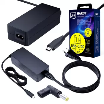 3MK PROTECTION 3mk HARDY® sülearvuti toiteadapter 65W IBM/Lenovo/Asus/Toshiba/Acer/Compaq/HP/Dell 20V USB-C/DC 5,5x2,5mm