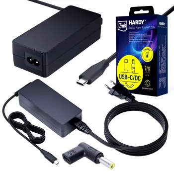 3MK PROTECTION 3mk HARDY® sülearvuti toiteadapter 65W IBM/Lenovo/Asus/Toshiba/Acer/Compaq/HP/Dell 20V USB-C/DC 5,5x2,5mm