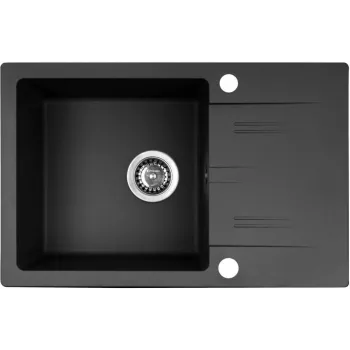 PYRAMIS LEFKADA Köögivalamu komplekt (68x44) 1 kauss 1 nõrutusrest Must + Flessi Black Edision segisti - 070 260 611F