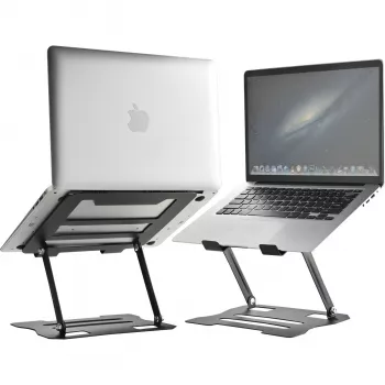MOZOS N2-BK Ergonoomiline sülearvuti alus - must, reguleeritava kõrgusega, kokkupandav, alumiinium