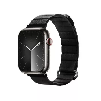 Crong Eclipse ehtne nahast magnetlukuga käerihm Apple Watch 44/45/46/49 mm (must)