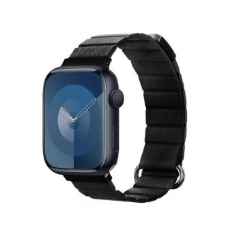 Crong Eclipse ehtne nahast magnetlukuga käerihm Apple Watch 44/45/46/49 mm (must)