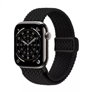 Crong Wave Band Punutud Nailonist Kellarihm Apple Watch 44/45/46/49 mm (Must)