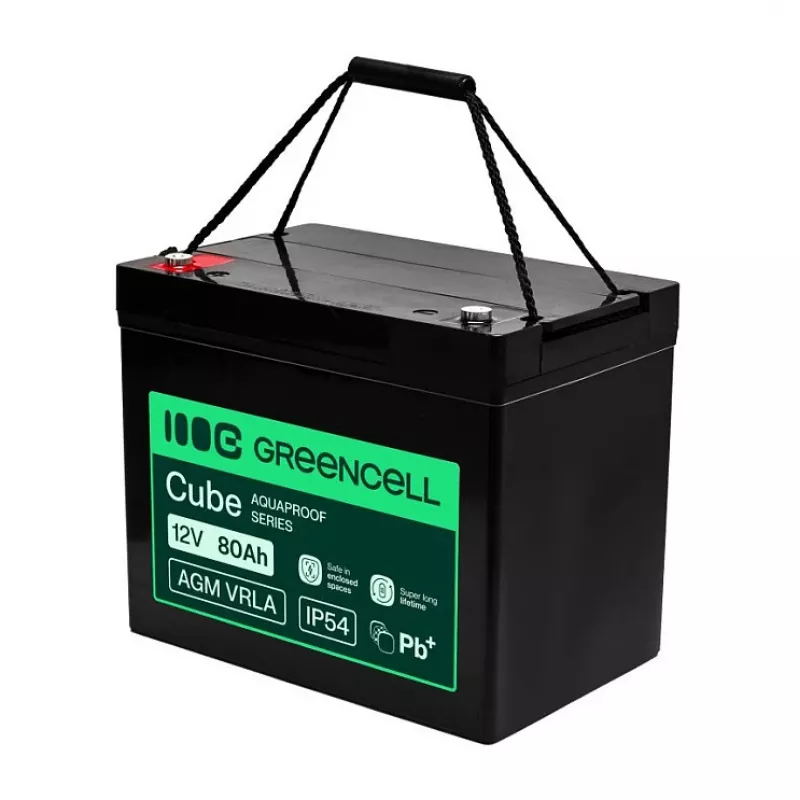 GREEN CELL Greencell AGM VRLA 12V 80Ah Hooldusvaba Aku UPS-ile, Kaaludele, Haagissuvilale (260x168x216mm)