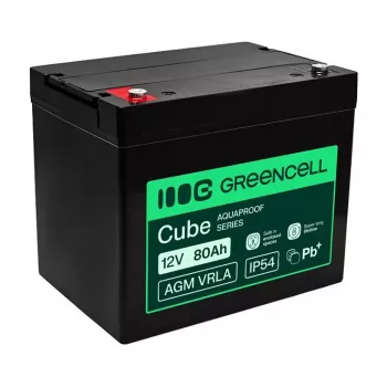 GREEN CELL Greencell AGM VRLA 12V 80Ah Hooldusvaba Aku UPS-ile, Kaaludele, Haagissuvilale (260x168x216mm)