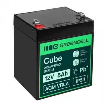 Greencell AGM VRLA 12V 5Ah Aku kassaaparaadile, mänguasjale, kaamerale (91x70x102mm)