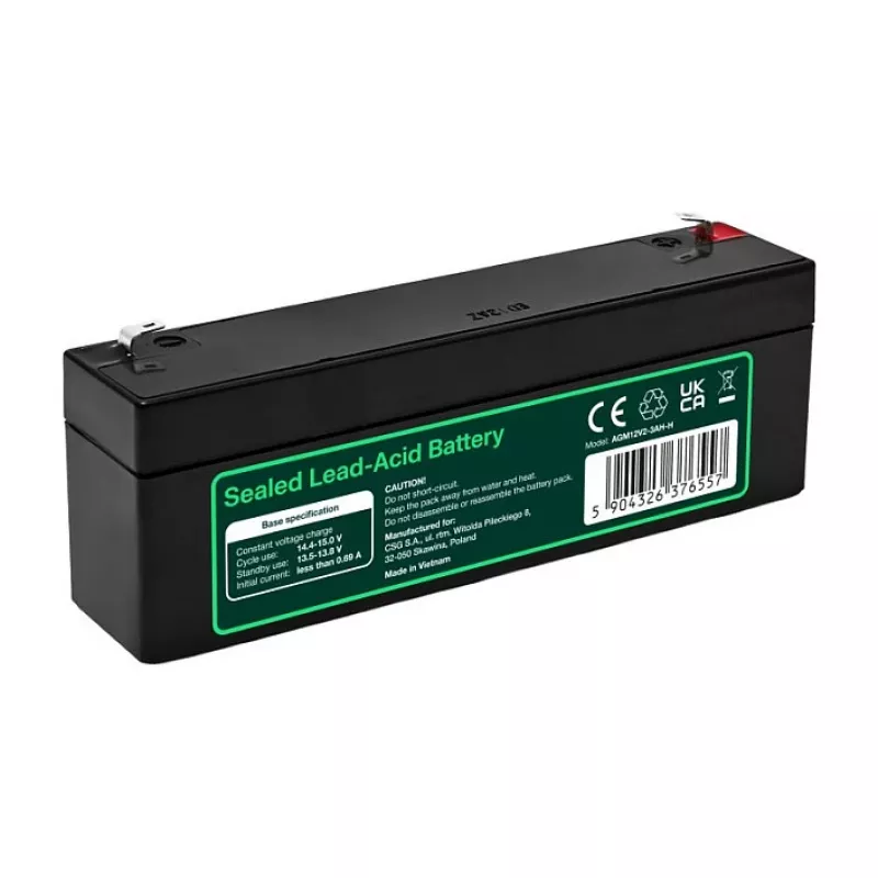 Greencell AGM VRLA 12V 2.5Ah Hooldusvaba Aku Kassasüsteemidele, Mänguasjadele (178x36x66mm)