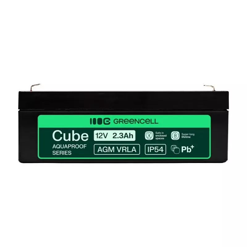 Greencell AGM VRLA 12V 2.5Ah Hooldusvaba Aku Kassasüsteemidele, Mänguasjadele (178x36x66mm)