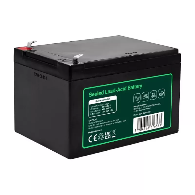 Greencell AGM VRLA 12V 12Ah hooldusvaba aku kassaaparaatidele, mänguasjadele, kaameratele (151x98.5x95mm)