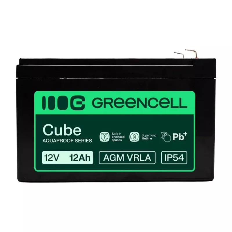 Greencell AGM VRLA 12V 12Ah hooldusvaba aku kassaaparaatidele, mänguasjadele, kaameratele (151x98.5x95mm)