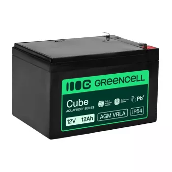 Greencell AGM VRLA 12V 12Ah hooldusvaba aku kassaaparaatidele, mänguasjadele, kaameratele (151x98.5x95mm)