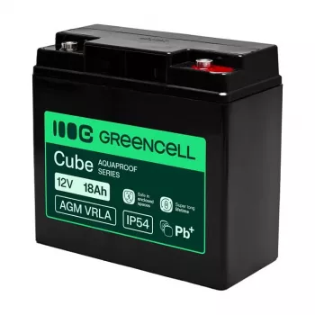 Greencell AGM VRLA 12V 18Ah hooldusvaba aku kassaaparaatidele, mänguasjadele, kaameratele (181x77x167mm)