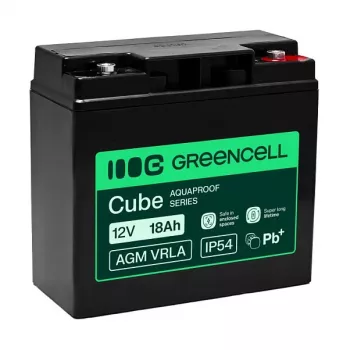 Greencell AGM VRLA 12V 18Ah hooldusvaba aku kassaaparaatidele, mänguasjadele, kaameratele (181x77x167mm)